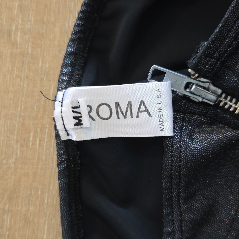 Roma Shimmering Black Woman's Underwear with Zipper - Picture 3 of 6